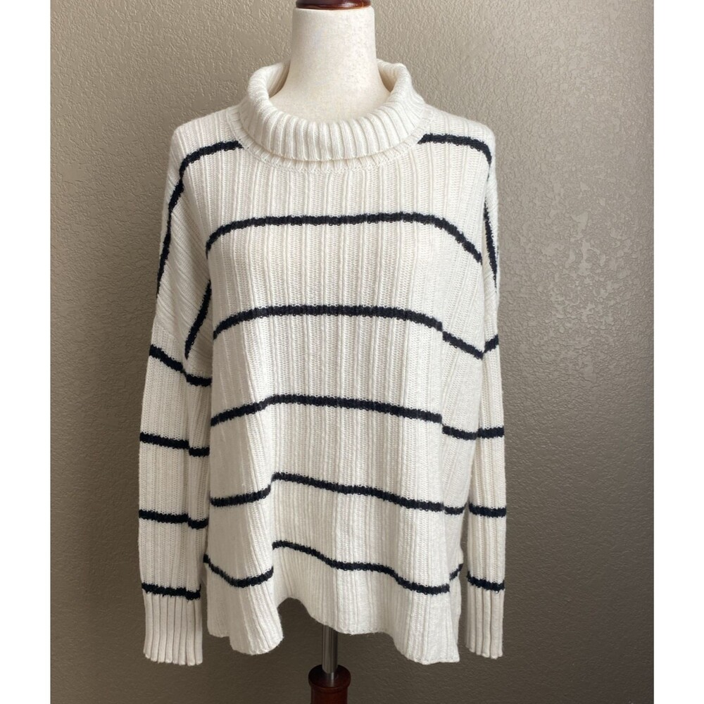 Nordstrom Women’s Oversized Striped Sweater Ivory Black Medium